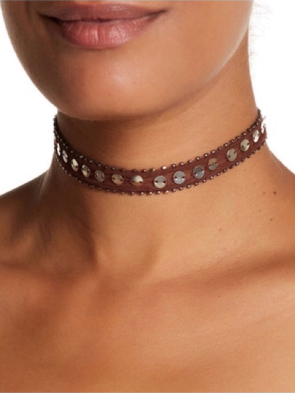 NWT Chan Luu Ribbon Coin Choker Boho Artsy Festival Feminine Brown Beaded
